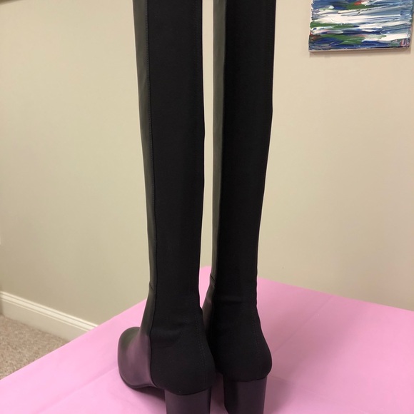Gillian Leather Block Heel Over the Knee Boots - Picture 3 of 11